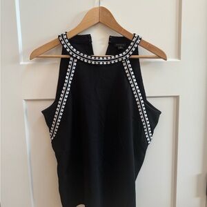 Ann Taylor Black Tank Top with White Accents